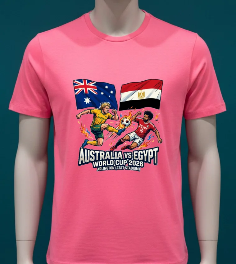 Australia Vs Egypt World Cup 2026 In Arlington (At&T Stadium) T Shirt - pink-t-shirt Australia Vs Egypt World Cup 2026 In Arlington Att Stadium T Shirt Pink T Shirt
