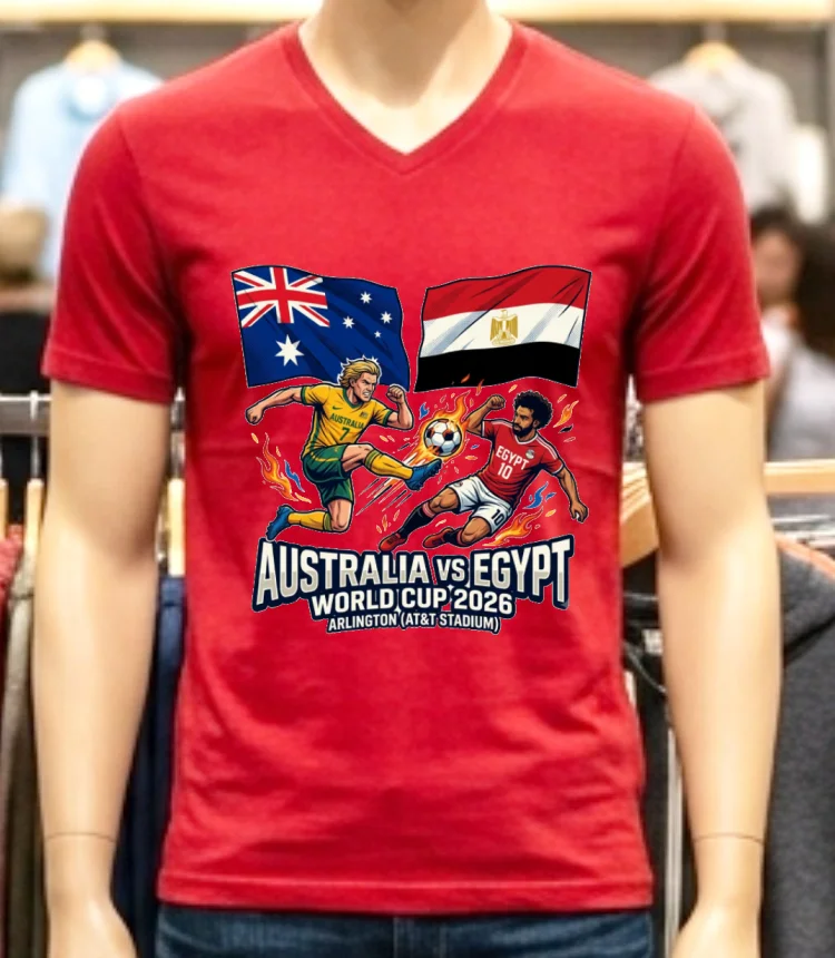 Australia Vs Egypt World Cup 2026 In Arlington Att Stadium T Shirt Red Shirt