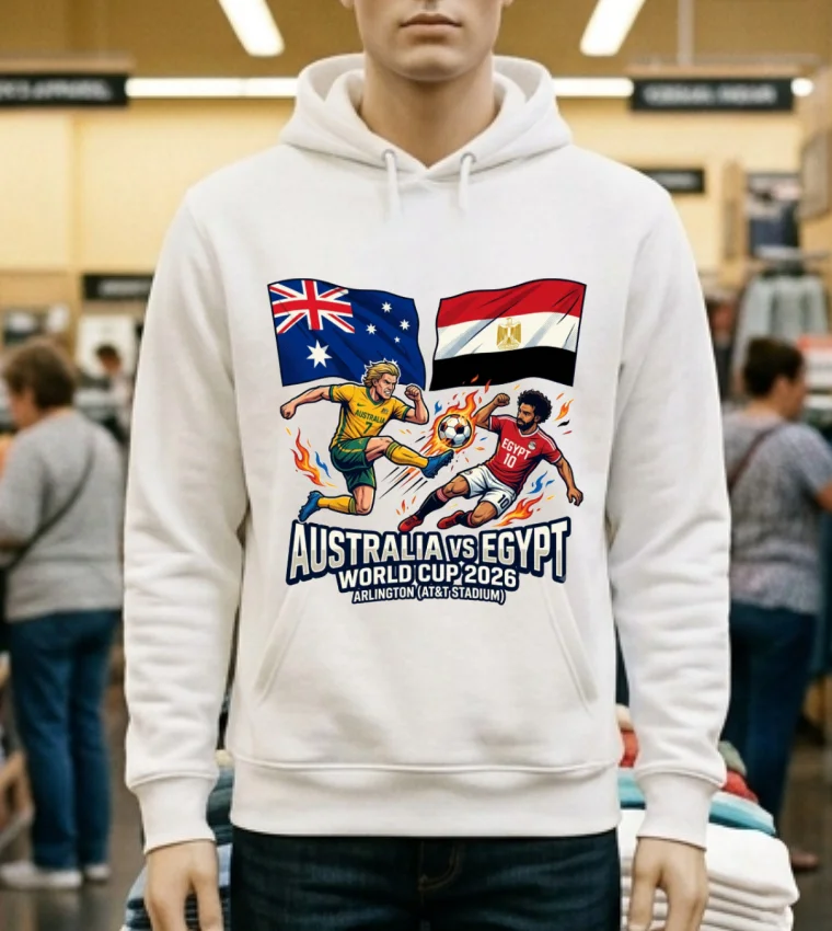 Australia Vs Egypt World Cup 2026 In Arlington (At&T Stadium) T Shirt - white-t-shirt Australia Vs Egypt World Cup 2026 In Arlington Att Stadium T Shirt White T Shirt 1