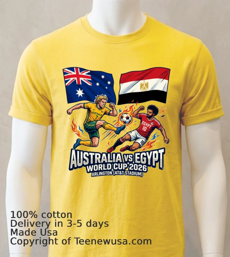 Australia Vs Egypt World Cup 2026 In Arlington Att Stadium T Shirt Yellow T Shirt