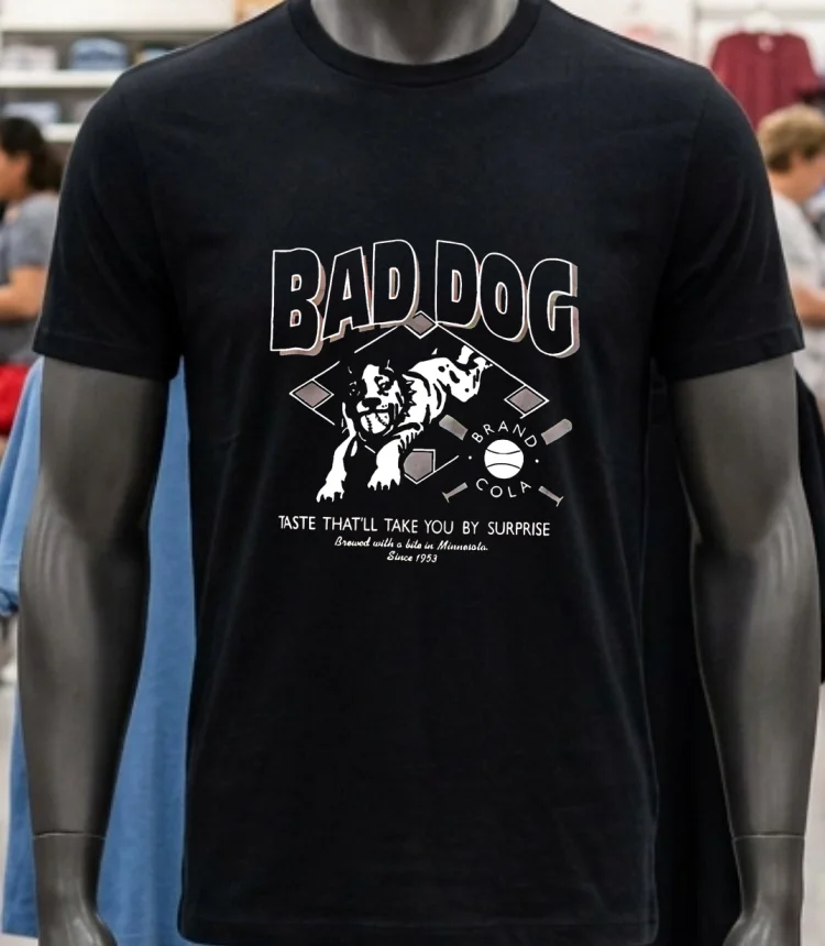 Bad Dog Brand Cola Red 90S Baseball Soda Usa Shirt - balck-shirt Bad Dog Brand Cola Red 90s Baseball Soda Usa Shirt Balck Shirt 1