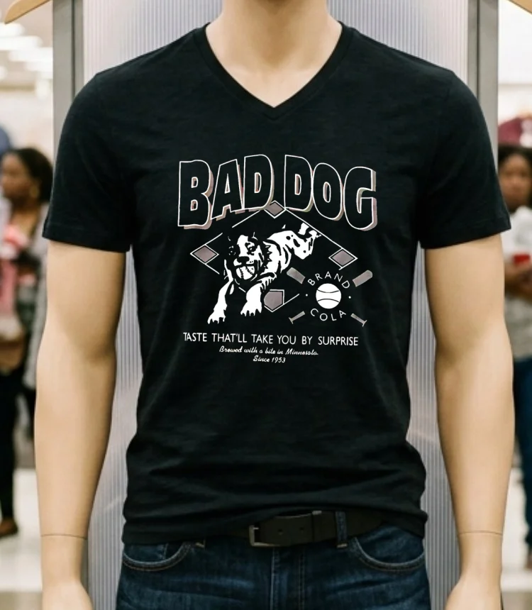 Bad Dog Brand Cola Red 90S Baseball Soda Usa Shirt - balck-shirt Bad Dog Brand Cola Red 90s Baseball Soda Usa Shirt Balck Shirt