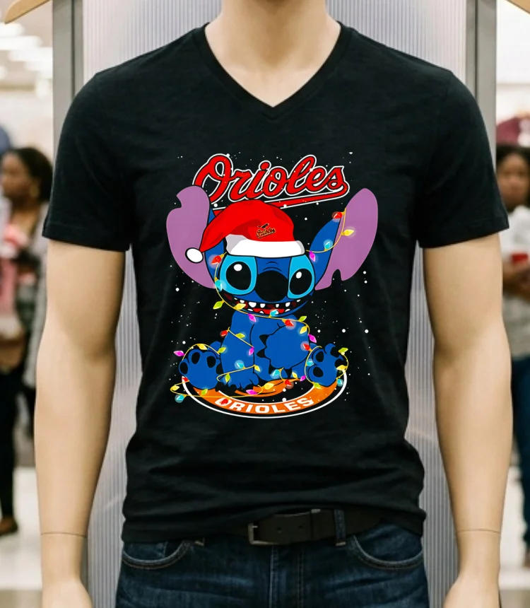 Baltimore Orioles Noel Stitch Baseball Christmas Shirt - balck-shirt Baltimore Orioles Noel Stitch Baseball Christmas Shirt Balck Shirt 1