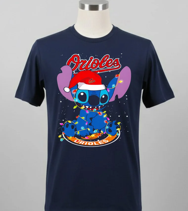 Baltimore Orioles Noel Stitch Baseball Christmas Shirt - balck-shirt Baltimore Orioles Noel Stitch Baseball Christmas Shirt Balck Shirt