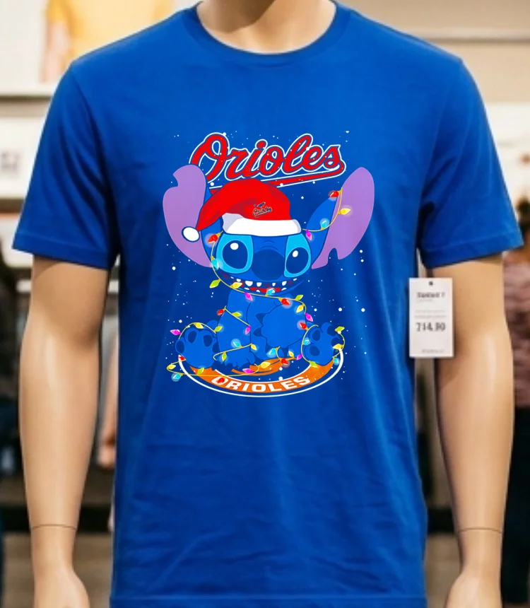 Baltimore Orioles Noel Stitch Baseball Christmas Shirt Blue Shirt