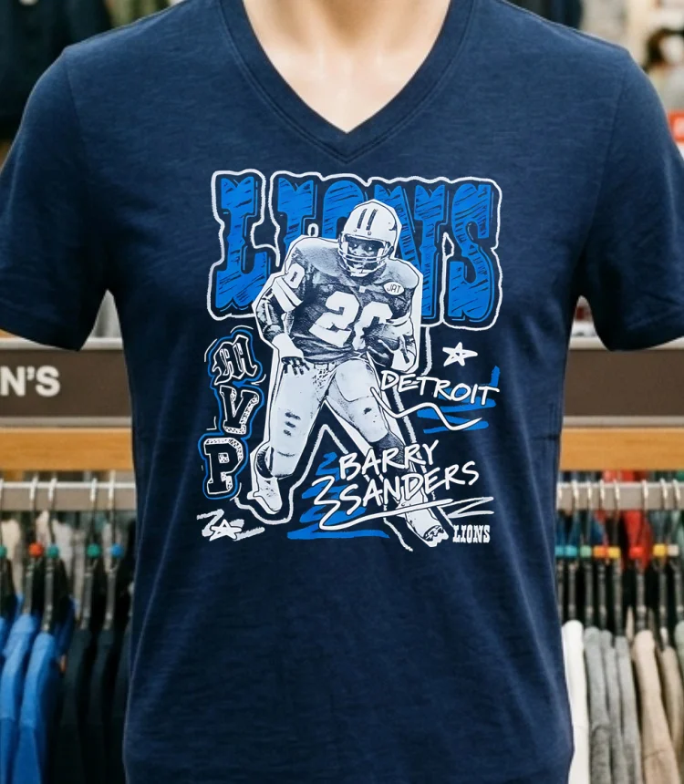 Barry Sanders Detroit Lions Mvp Vintage Shirt - navy-shirt Barry Sanders Detroit Lions Mvp Vintage Shirt Navy Shirt 1