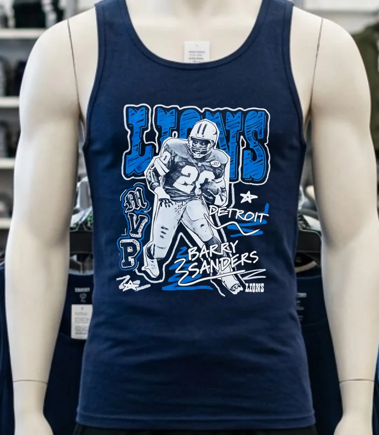 Barry Sanders Detroit Lions Mvp Vintage Shirt - navy-shirt Barry Sanders Detroit Lions Mvp Vintage Shirt Navy Shirt