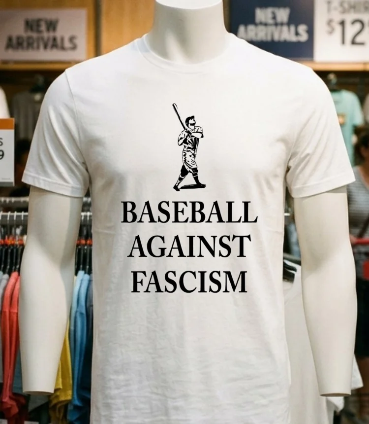 Baseball Against Fascism Classic Shirt - white-t-shirt Baseball Against Fascism Classic Shirt White T Shirt 1