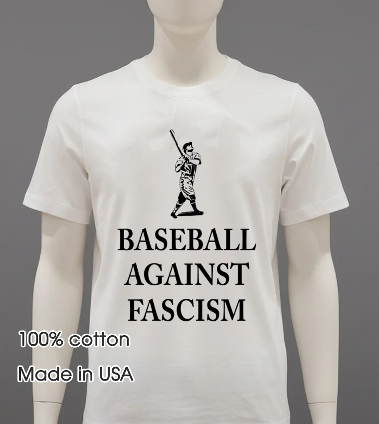 Baseball Against Fascism Classic Shirt - white-t-shirt Baseball Against Fascism Classic Shirt White T Shirt 3
