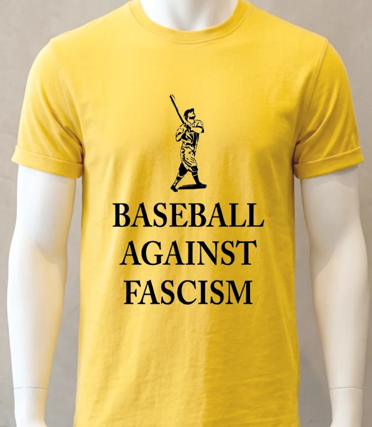 Baseball Against Fascism Classic Shirt - yellow-t-shirt Baseball Against Fascism Classic Shirt Yellow T Shirt