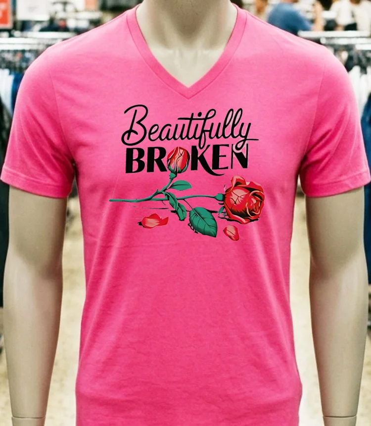 Beautifully Broken Roses Shirt - pink-t-shirt Beautifully Broken Roses Shirt Pink T Shirt