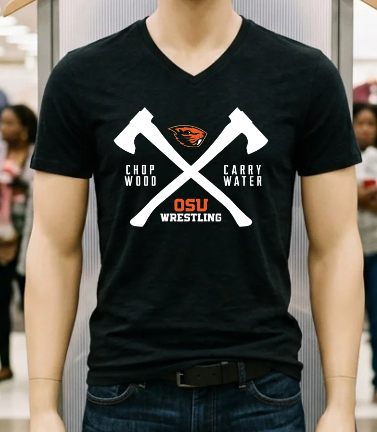 Beaver Head And Osu Wrestling Logos Shirt Balck Shirt 1