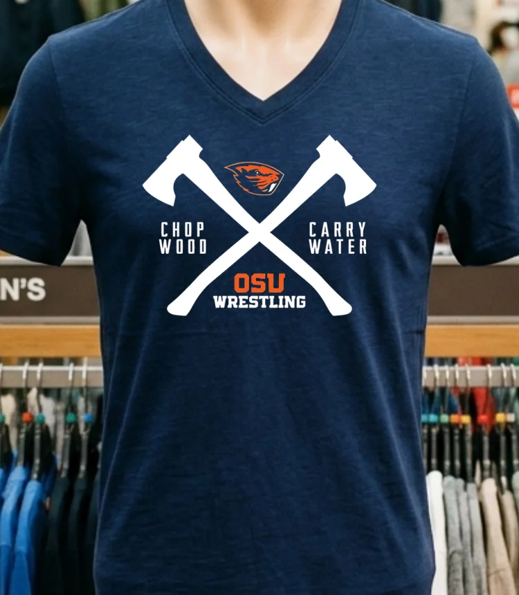 Beaver Head And Osu Wrestling Logos Shirt - navy-shirt Beaver Head And Osu Wrestling Logos Shirt Navy Shirt 1
