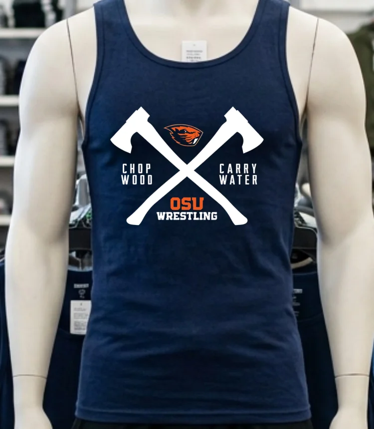 Beaver Head And Osu Wrestling Logos Shirt - navy-shirt Beaver Head And Osu Wrestling Logos Shirt Navy Shirt