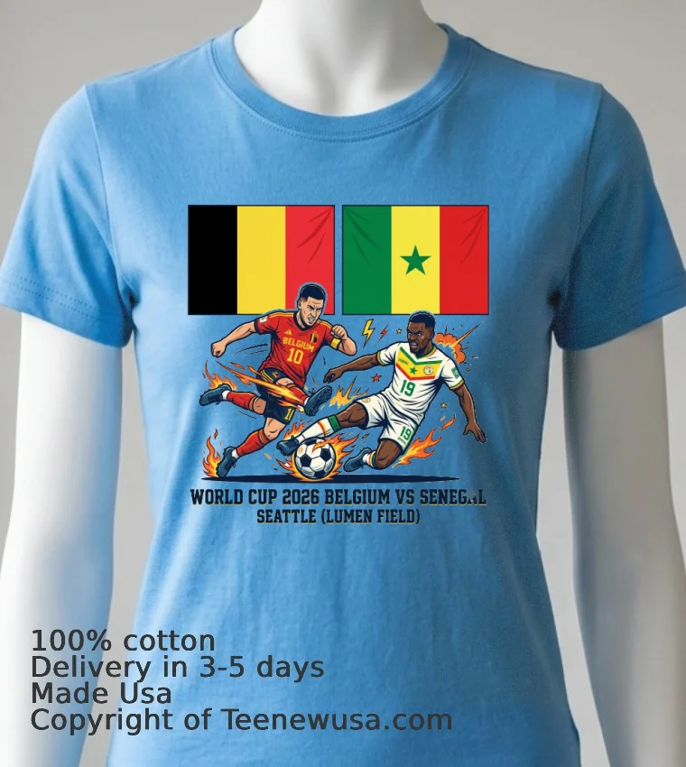 Belgium Vs Senegal World Cup 2026 In Seattle (Lumen Field) T Shirt - blue-shirt Belgium Vs Senegal World Cup 2026 In Seattle Lumen Field T Shirt Blue Shirt
