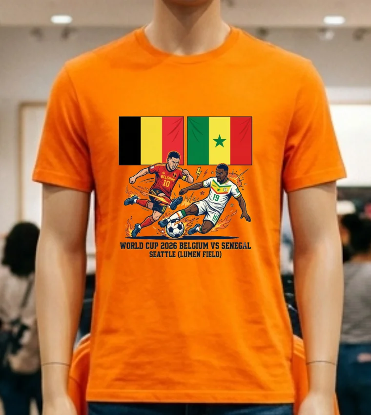Belgium Vs Senegal World Cup 2026 In Seattle (Lumen Field) T Shirt - orange-shirt Belgium Vs Senegal World Cup 2026 In Seattle Lumen Field T Shirt Orange Shirt