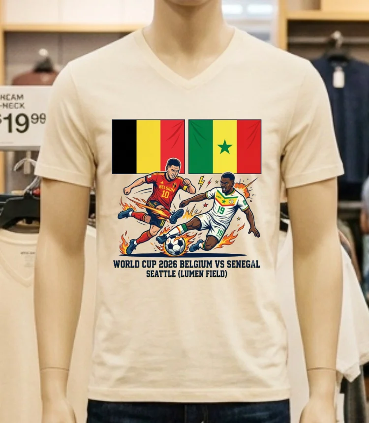 Belgium Vs Senegal World Cup 2026 In Seattle (Lumen Field) T Shirt - white-t-shirt Belgium Vs Senegal World Cup 2026 In Seattle Lumen Field T Shirt White T Shirt 2