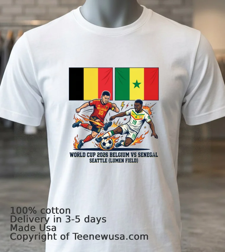 Belgium Vs Senegal World Cup 2026 In Seattle (Lumen Field) T Shirt - white-t-shirt 3 Belgium Vs Senegal World Cup 2026 In Seattle Lumen Field T Shirt White T Shirt 3