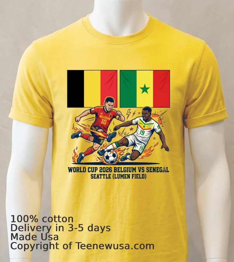 Belgium Vs Senegal World Cup 2026 In Seattle Lumen Field T Shirt Yellow T Shirt