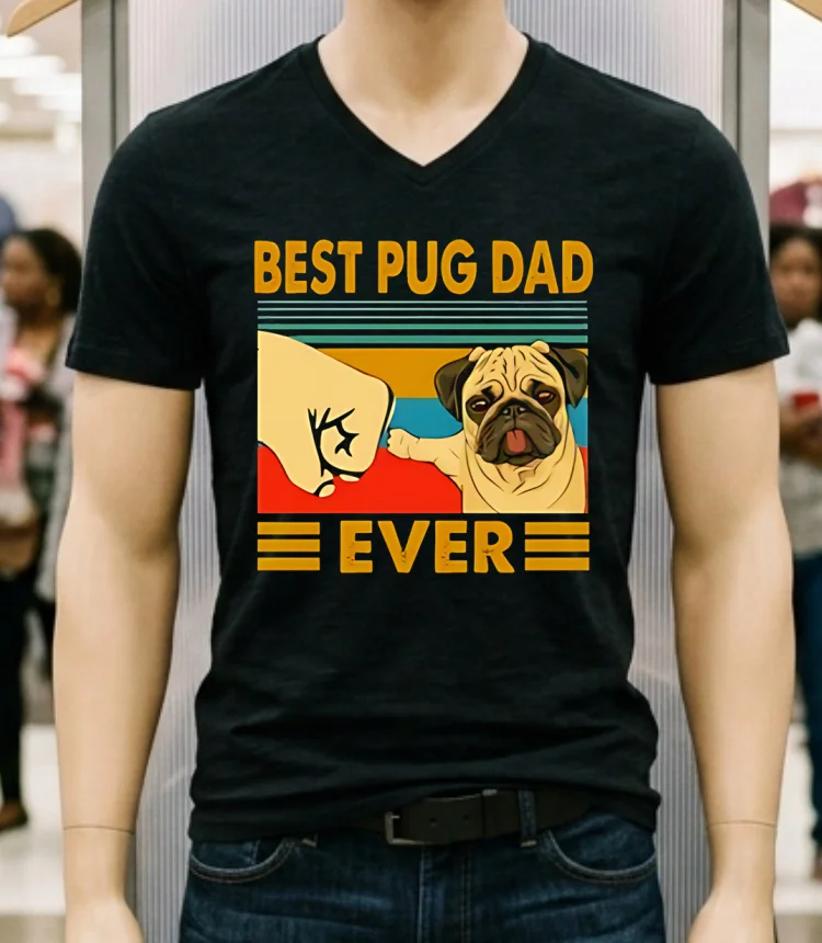 Best Pug Dad Ever Vintage Shirt Balck Shirt 1
