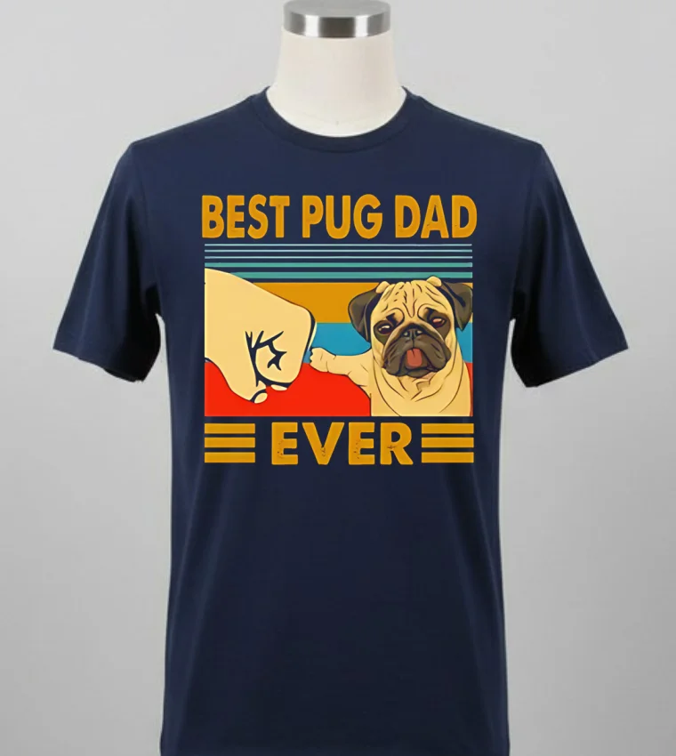 Best Pug Dad Ever Vintage Shirt Balck Shirt