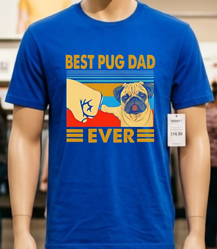 Best Pug Dad Ever Vintage Shirt - blue-shirt Best Pug Dad Ever Vintage Shirt Blue Shirt