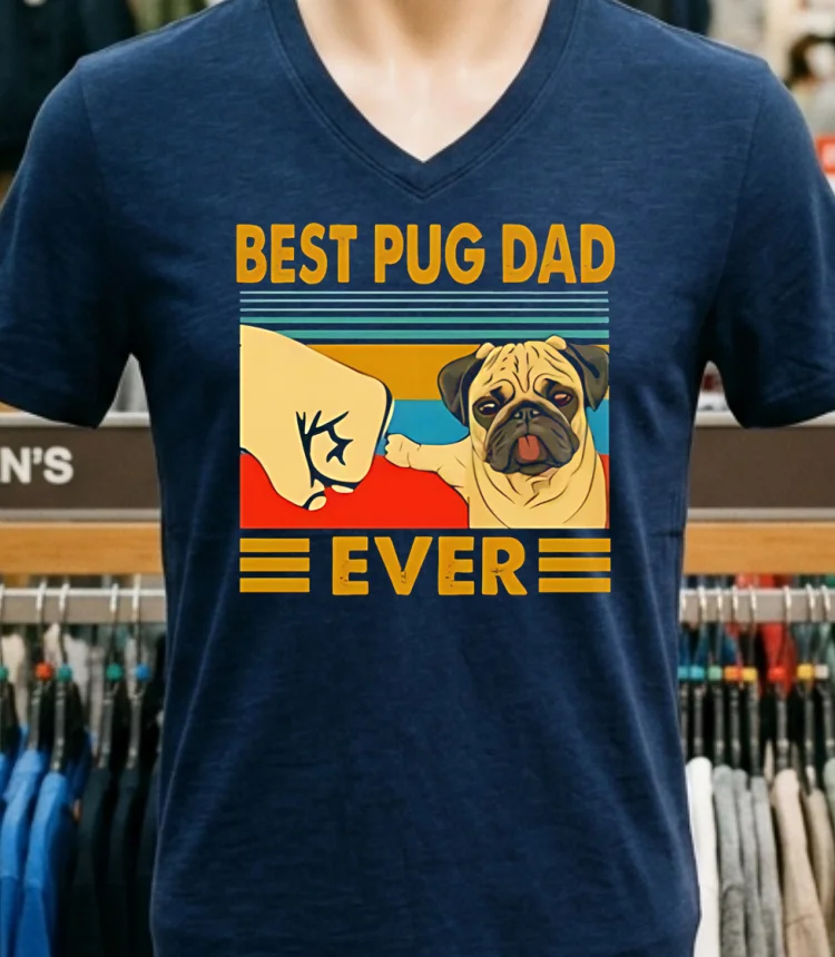 Best Pug Dad Ever Vintage Shirt - navy-shirt Best Pug Dad Ever Vintage Shirt Navy Shirt 1
