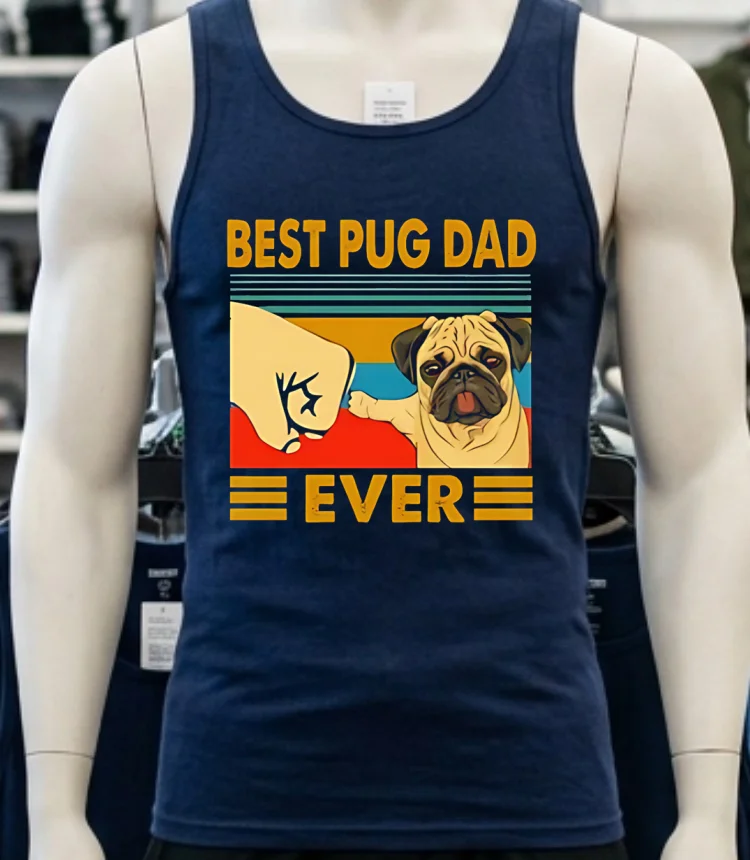 Best Pug Dad Ever Vintage Shirt - navy-shirt Best Pug Dad Ever Vintage Shirt Navy Shirt