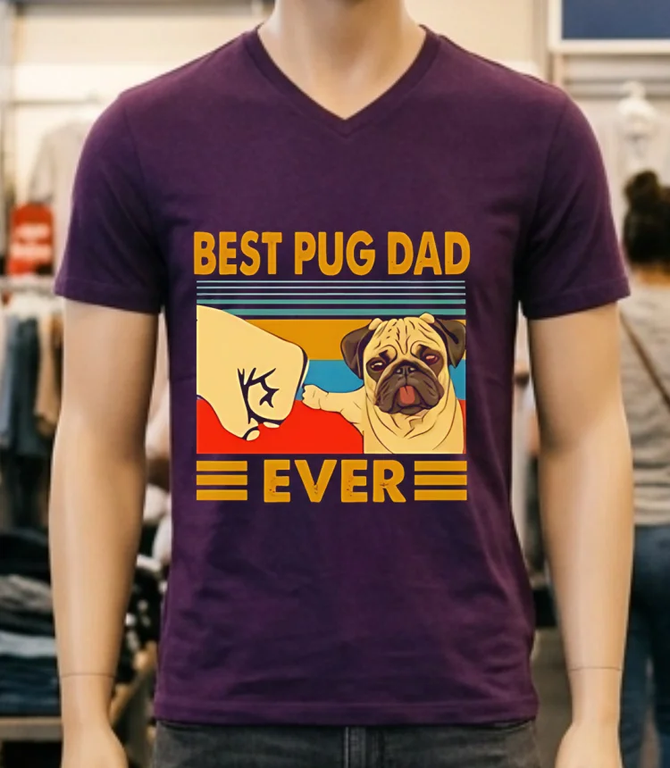 Best Pug Dad Ever Vintage Shirt - purple-shirt Best Pug Dad Ever Vintage Shirt Purple Shirt