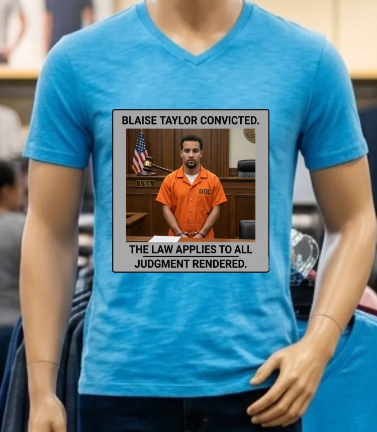 Blaise Taylor Convicted In Court T Shirt - blue-shirt Blaise Taylor Convicted In Court T Shirt Blue Shirt