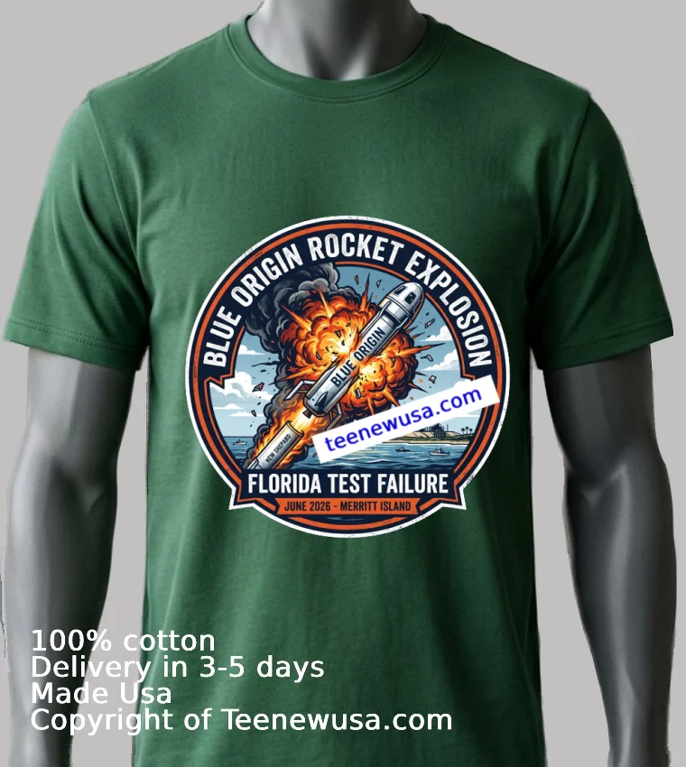 Blue Origin Rocket Explodes In Florida T Shirt - green-shirt Blue Origin Rocket Explodes In Florida T Shirt Green Shirt