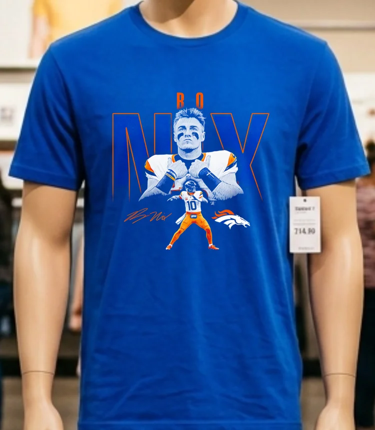 Bo Nix Denver Broncos Signature Classic Shirt - blue-shirt Bo Nix Denver Broncos Signature Classic Shirt Blue Shirt