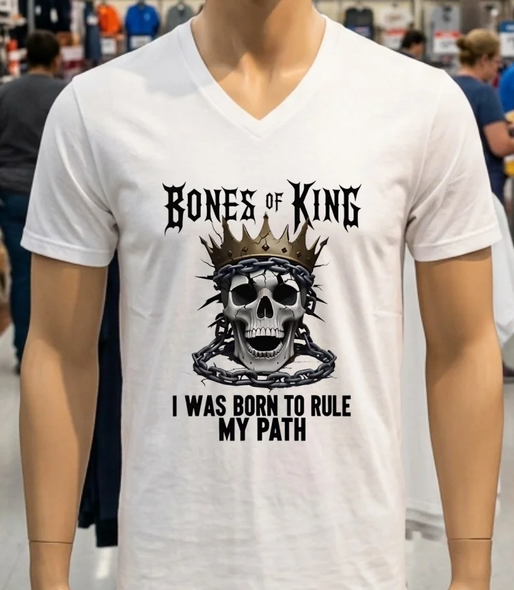 Bones Of A King I Was Born To Rule My Path King Skull Shirt - white-t-shirt Bones Of A King I Was Born To Rule My Path King Skull Shirt White T Shirt 2