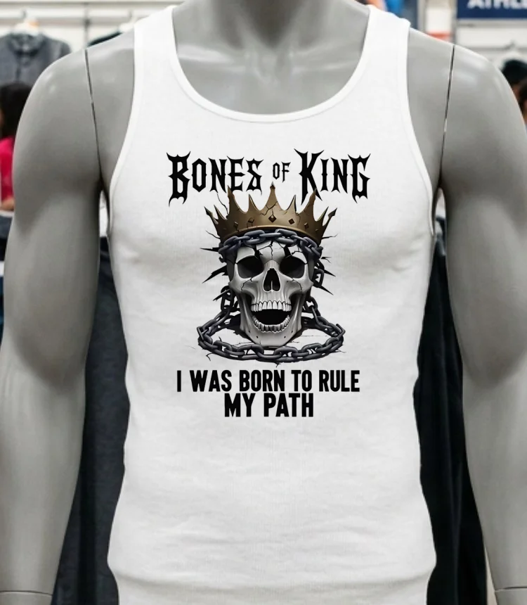 Bones Of A King I Was Born To Rule My Path King Skull Shirt - white-t-shirt Bones Of A King I Was Born To Rule My Path King Skull Shirt White T Shirt