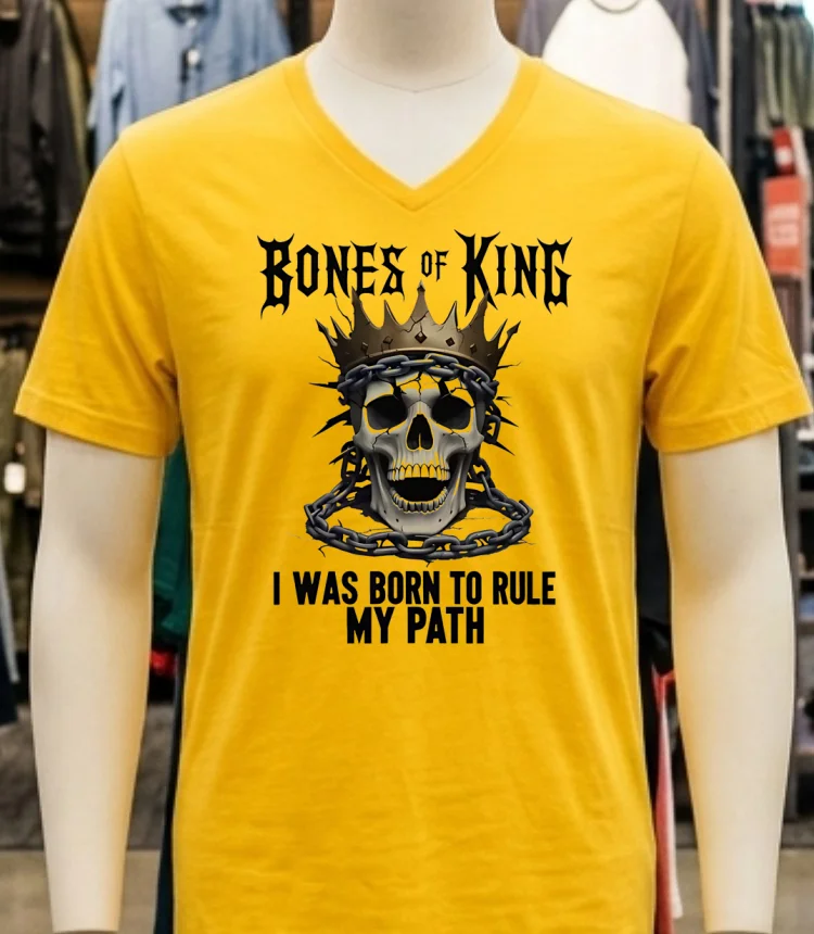 Bones Of A King I Was Born To Rule My Path King Skull Shirt - yellow-t-shirt Bones Of A King I Was Born To Rule My Path King Skull Shirt Yellow T Shirt