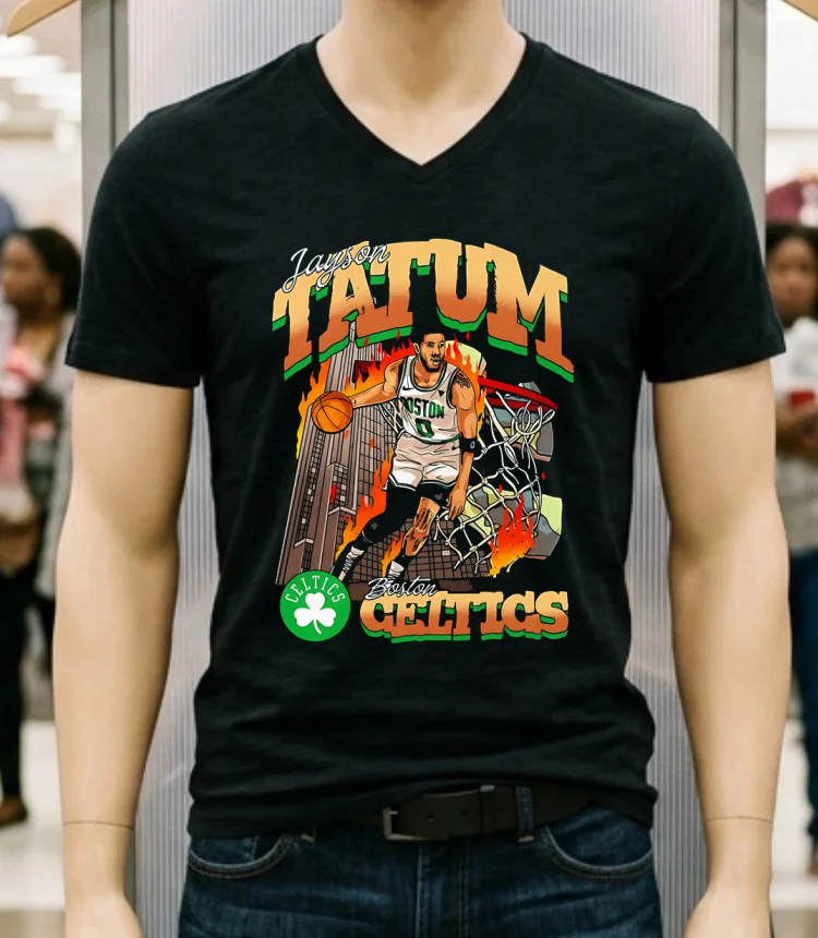 Boston Celtics Basketball Jayson Tatum American Fashion Print Shirt - balck-shirt Boston Celtics Basketball Jayson Tatum American Fashion Print Shirt Balck Shirt 1