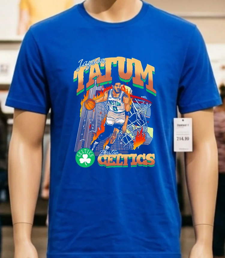 Boston Celtics Basketball Jayson Tatum American Fashion Print Shirt - blue-shirt Boston Celtics Basketball Jayson Tatum American Fashion Print Shirt Blue Shirt