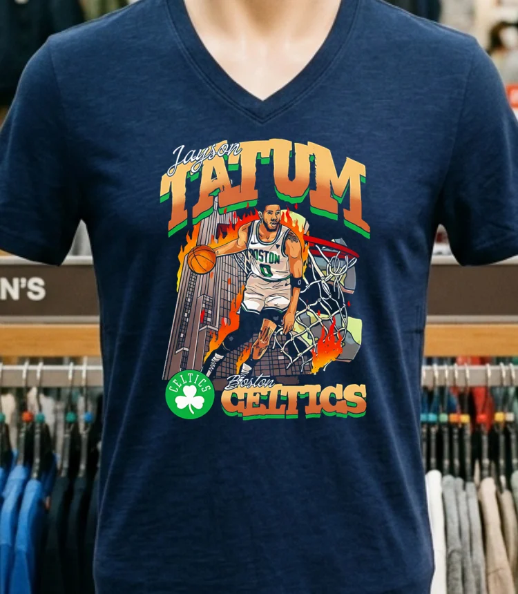 Boston Celtics Basketball Jayson Tatum American Fashion Print Shirt - navy-shirt Boston Celtics Basketball Jayson Tatum American Fashion Print Shirt Navy Shirt 1