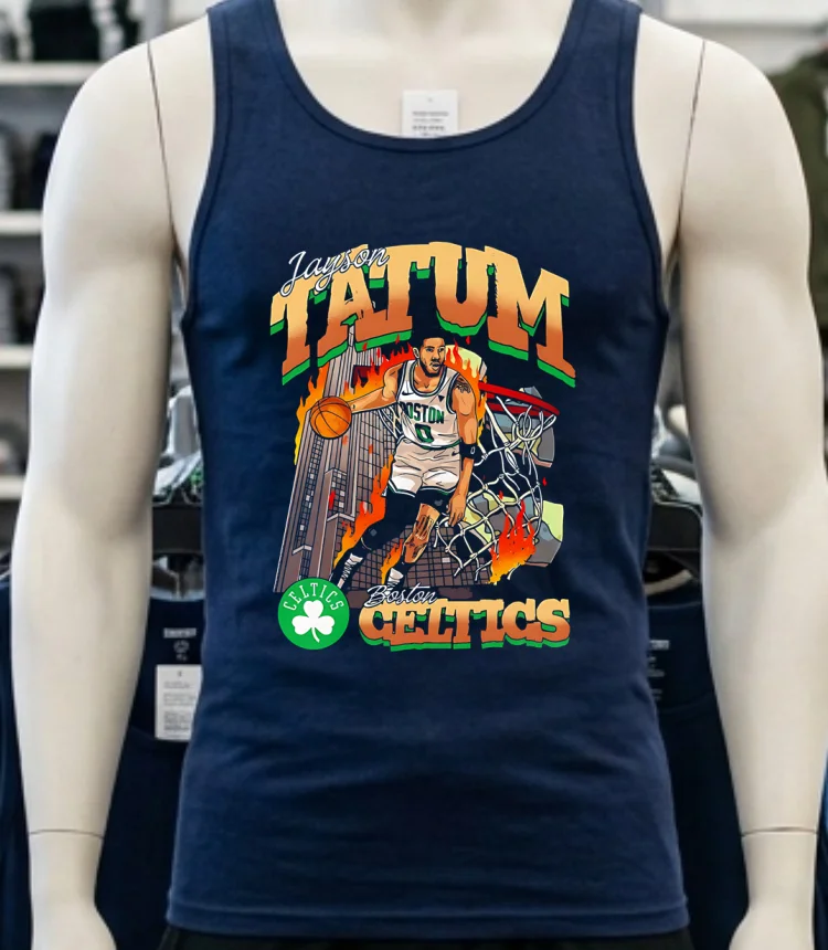 Boston Celtics Basketball Jayson Tatum American Fashion Print Shirt Navy Shirt