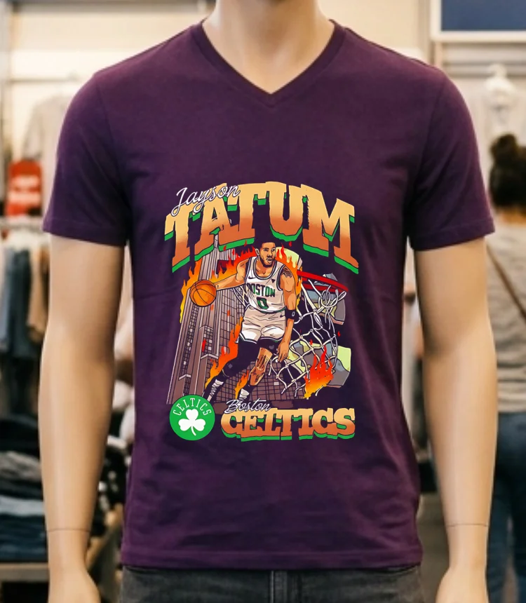 Boston Celtics Basketball Jayson Tatum American Fashion Print Shirt Purple Shirt