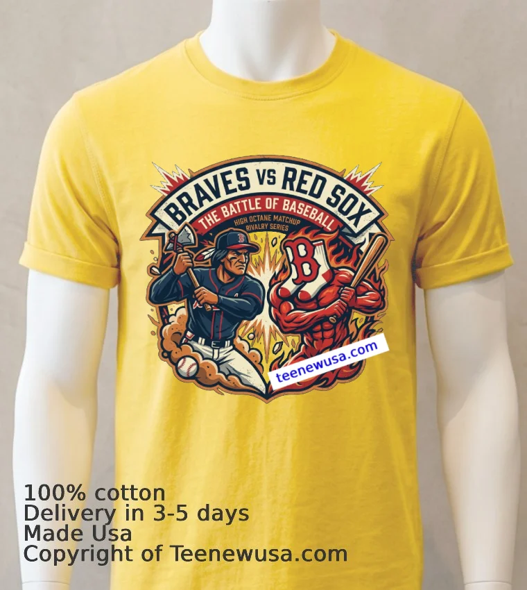 Braves Vs Red Sox Mlb T Shirt Yellow T Shirt