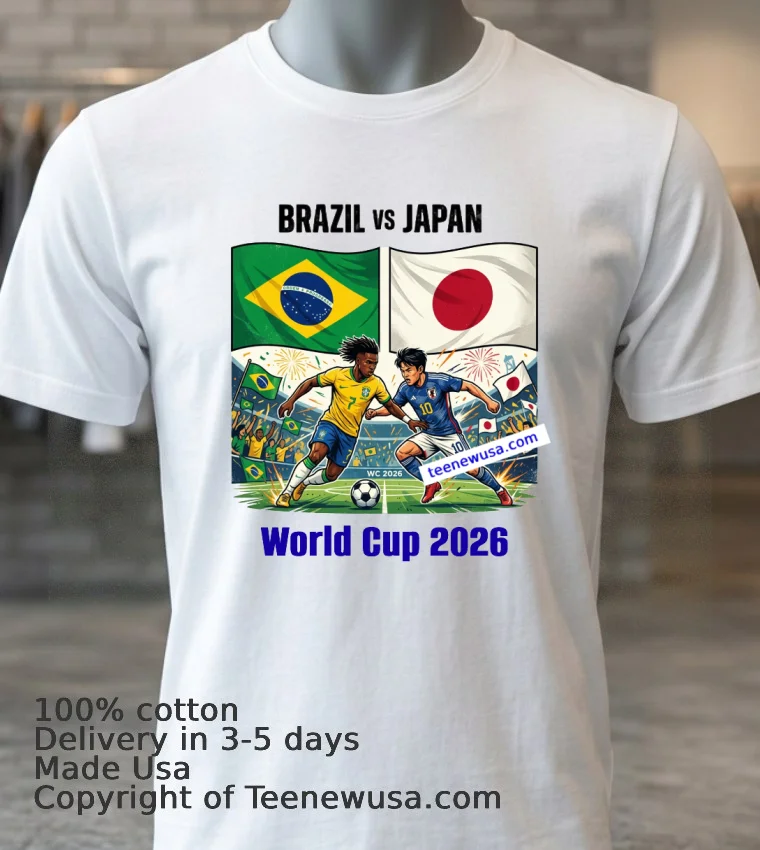 Brazil Vs Japan World Cup 2026 T Shirt - white-t-shirt 3 Brazil Vs Japan World Cup 2026 T Shirt White T Shirt 3