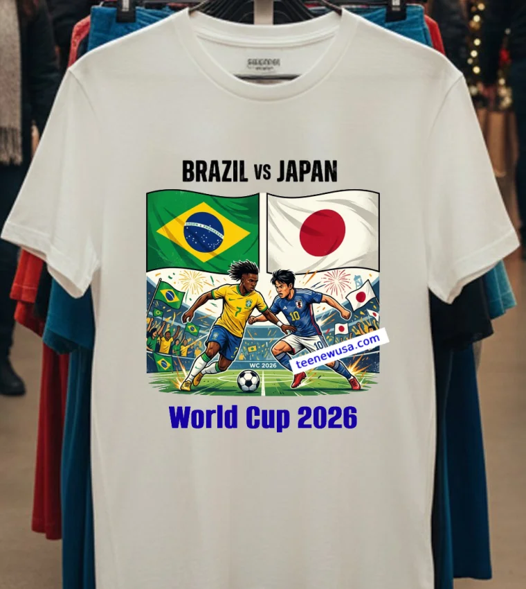 Brazil Vs Japan World Cup 2026 T Shirt - white-t-shirt Brazil Vs Japan World Cup 2026 T Shirt White T Shirt