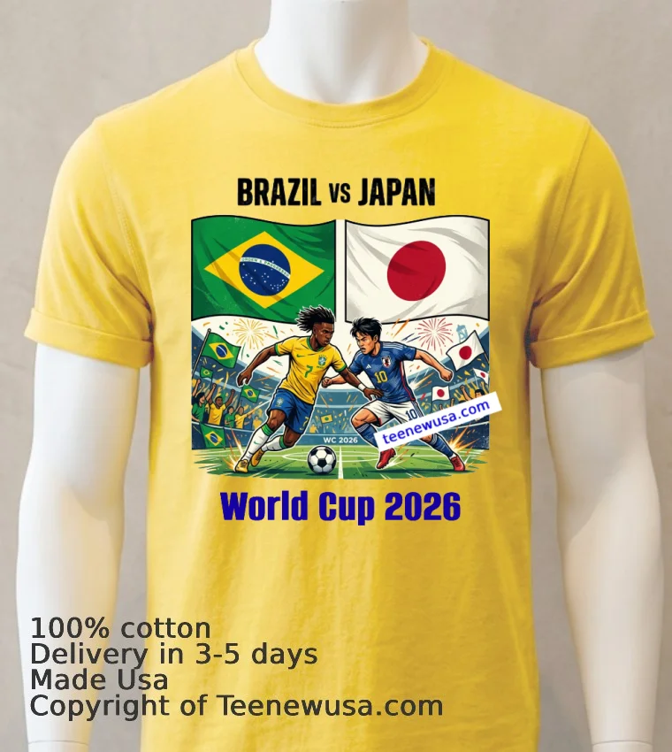 Brazil Vs Japan World Cup 2026 T Shirt - yellow-t-shirt Brazil Vs Japan World Cup 2026 T Shirt Yellow T Shirt