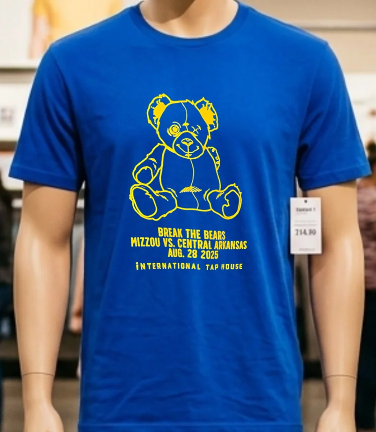 Break The Bears Mizzou Vs. Central Arkansas 2025 Shirt - blue-shirt Break The Bears Mizzou Vs Central Arkansas 2025 Shirt Blue Shirt