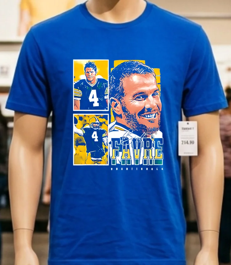 Brett Favre Green Bay Packers Graphic Shirt - blue-shirt Brett Favre Green Bay Packers Graphic Shirt Blue Shirt