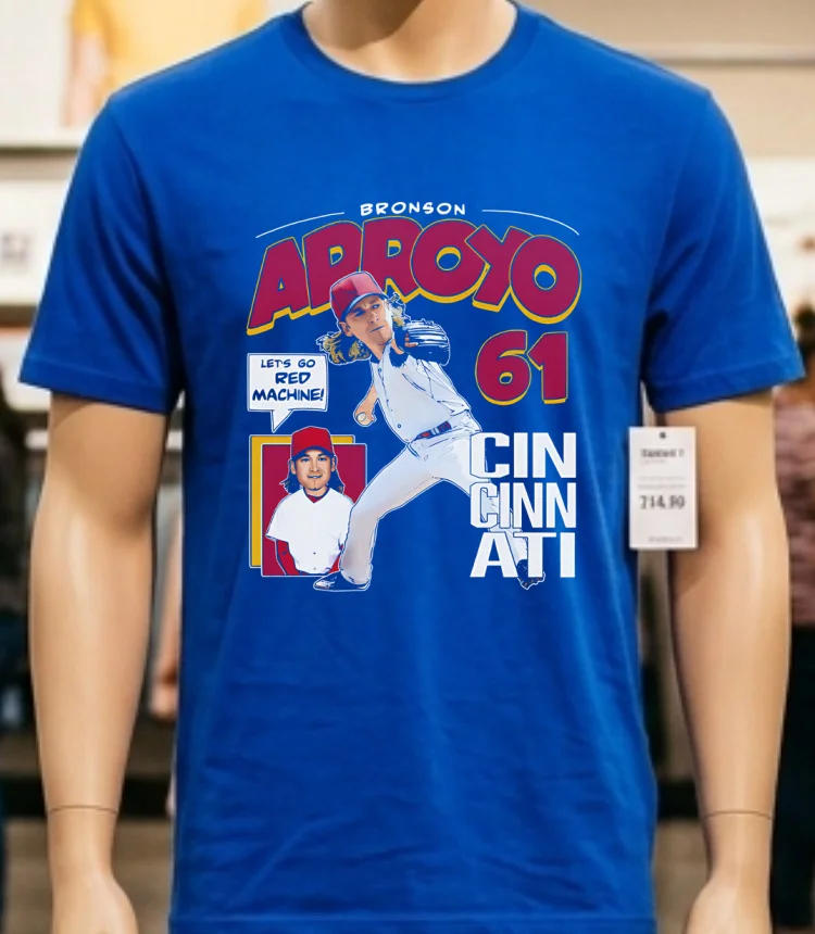 Bronson Arroyo Cincinnati Comic 61 Shirt - blue-shirt Bronson Arroyo Cincinnati Comic 61 Shirt Blue Shirt