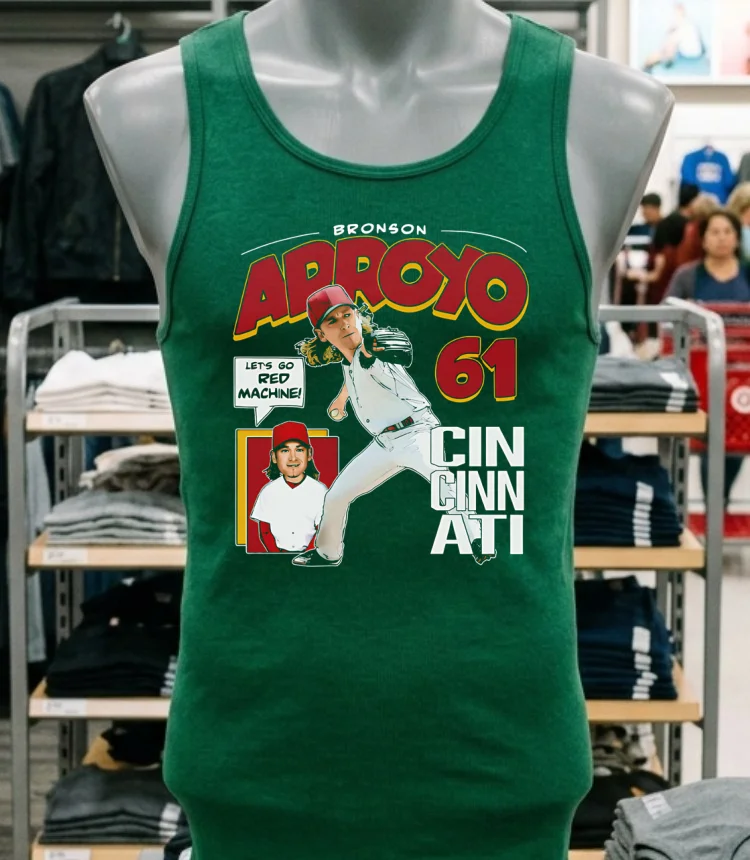 Bronson Arroyo Cincinnati Comic 61 Shirt - green-shirt Bronson Arroyo Cincinnati Comic 61 Shirt Green Shirt