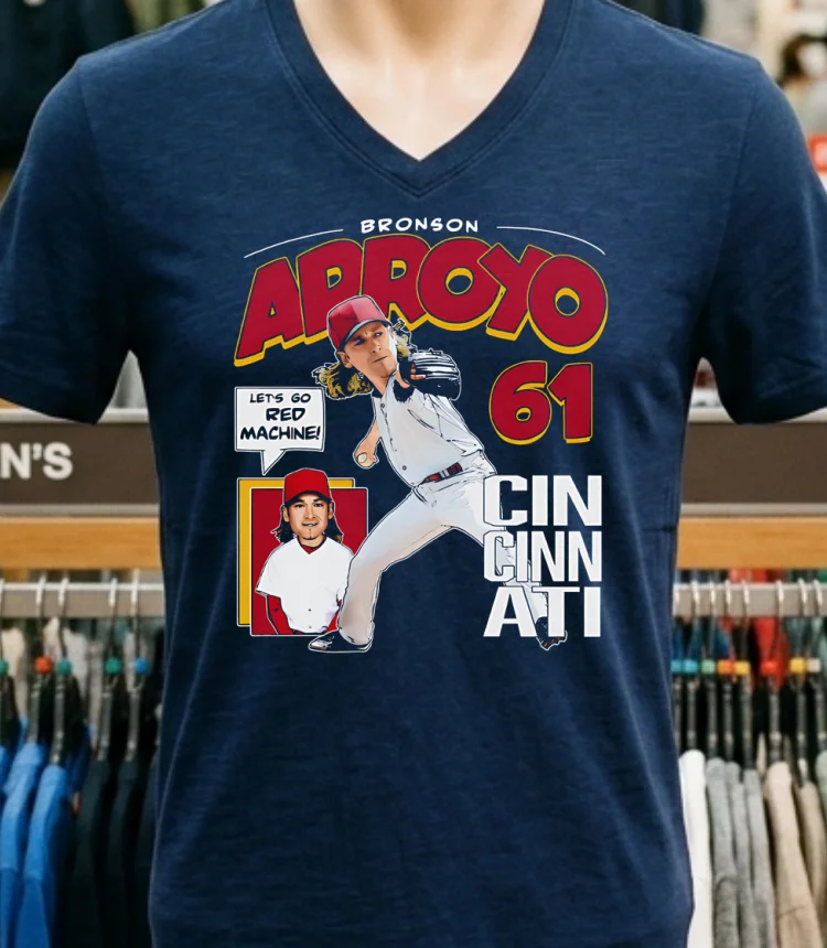 Bronson Arroyo Cincinnati Comic 61 Shirt Navy Shirt 1