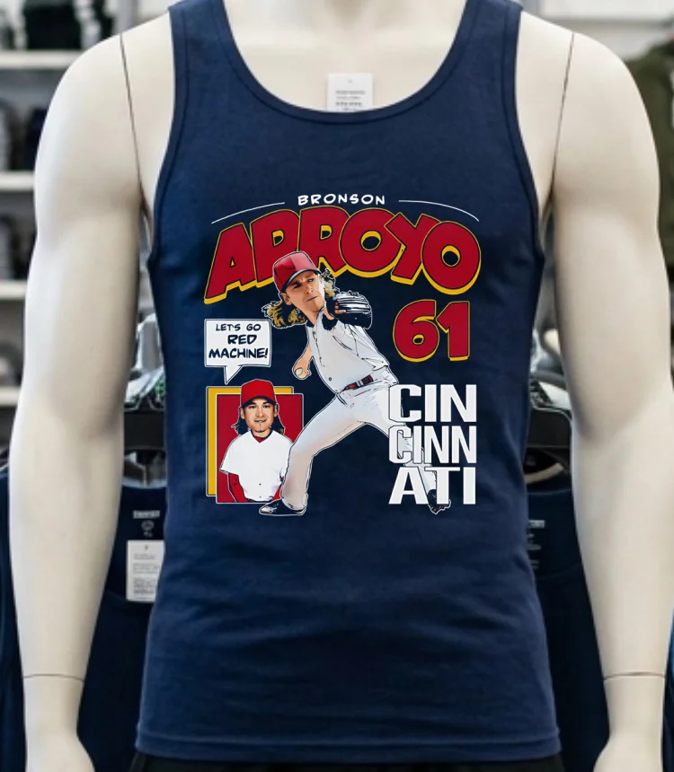 Bronson Arroyo Cincinnati Comic 61 Shirt Navy Shirt